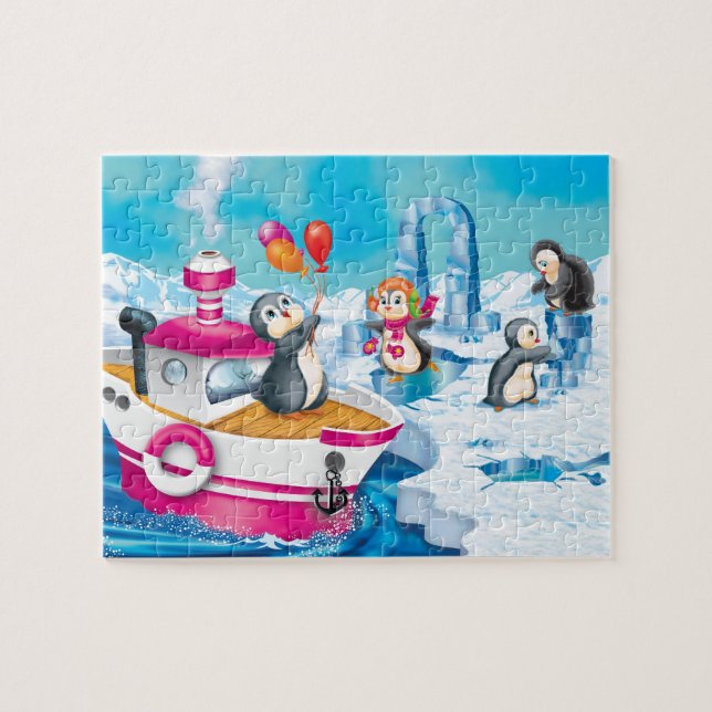 Quebra-cabeça pinguins na Antártica (Horizontal)