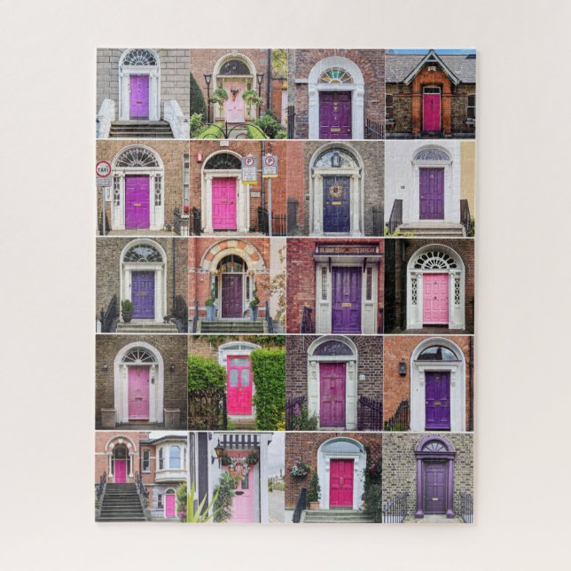 Quebra-cabeça Pink and Purple Doors of Dublin (Vertical)