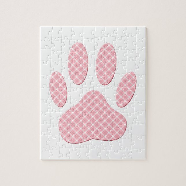 Quebra-cabeça Pink And White Tartan Dog Paw Print (Vertical)