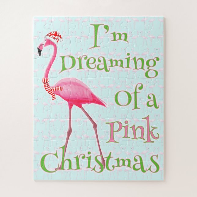 Quebra-cabeça Pink Flamingo Christmas (Vertical)