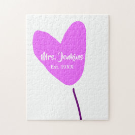 Quebra-cabeça Pink heart balloon Mrs add name est. Add year love