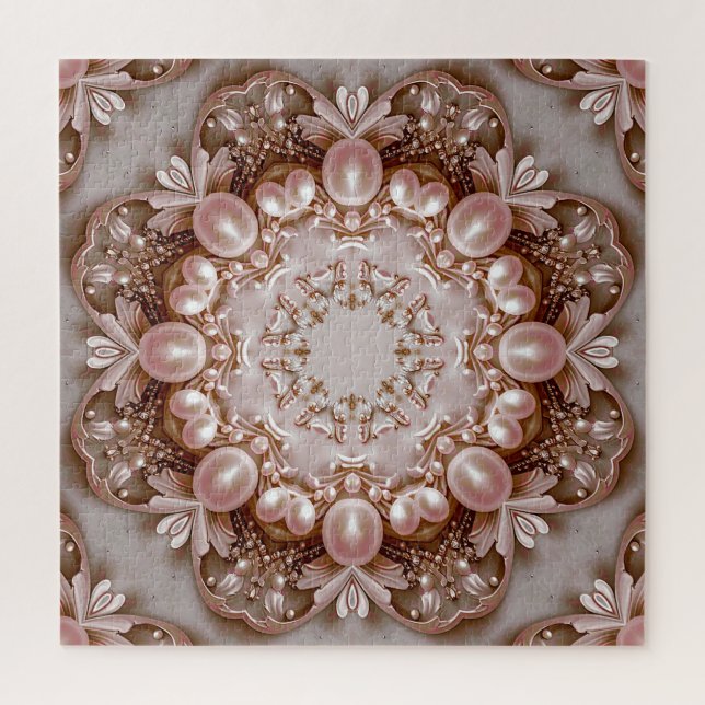 Quebra-cabeça Pink Ornate Pearl and Floral Jigsaw Puzzle (Vertical)