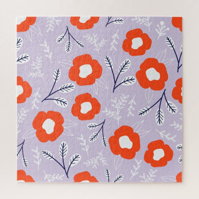 Quebra-cabeça Pink Pastel Botânico: Padrão Floral (Vertical)