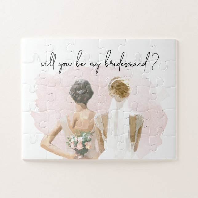 Quebra-cabeça Pink Will You Be My Bridesmaid Proposal (Horizontal)