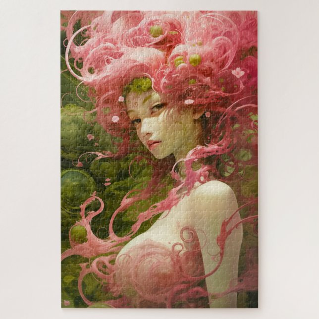 Quebra-cabeça Pinky Girl in Green World (Vertical)