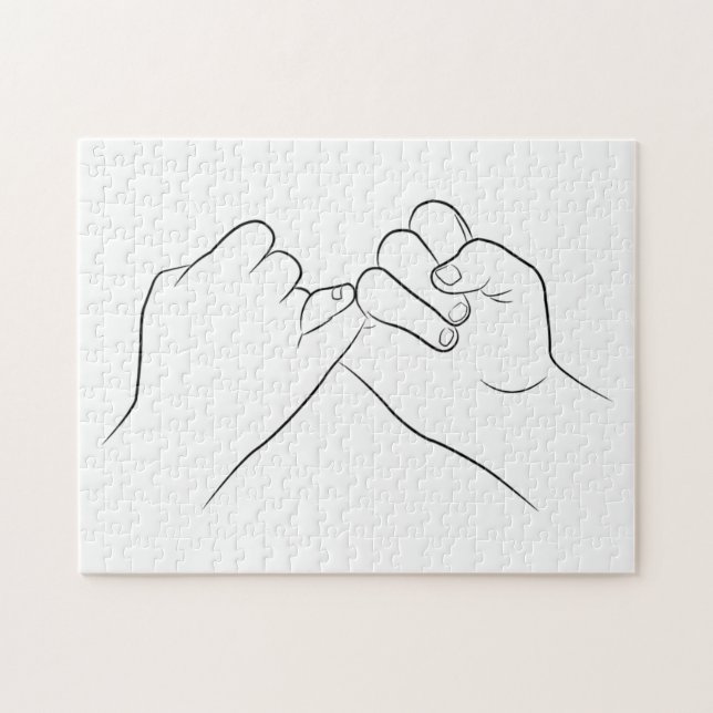 Quebra-cabeça Pinky Promete Mínima Arte em Linha Simples Moderno (Horizontal)