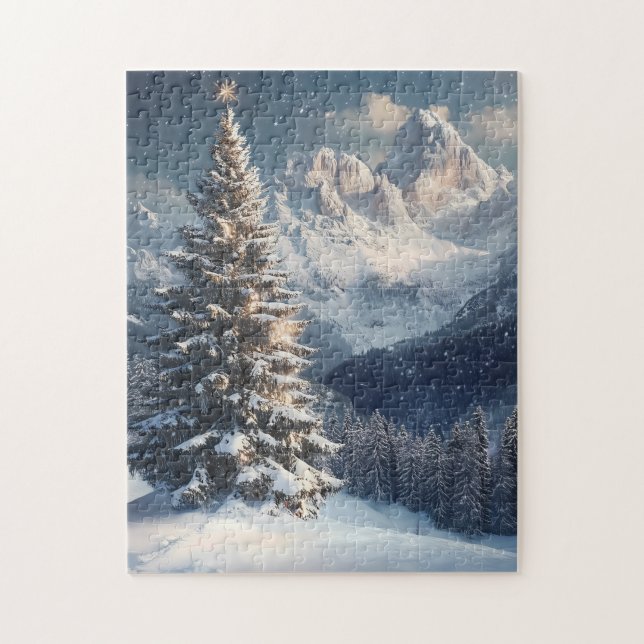 Quebra-cabeça Pino de neve em uma montanha de inverno (Vertical)