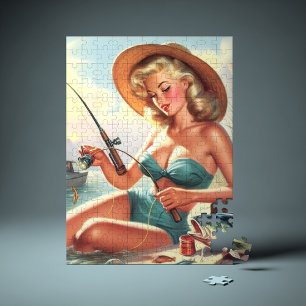 Quebra-cabeça Pino de Pesca Vintage para Cima