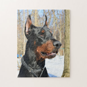 Quebra-cabeça Pinscher doberman na neve