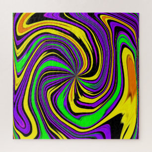 Quebra-cabeça Pintado úmido selvagem em roxo verde e amarelo