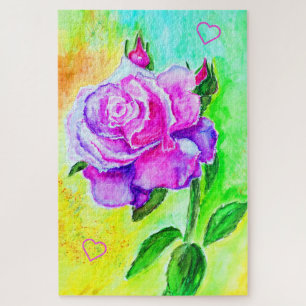 Quebra-cabeça Pintando Corações Quebra-cabeça-Rosa de Jigsera Pa