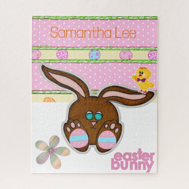 Quebra-cabeça Pintinho amarelo coelho da Páscoa (Vertical)