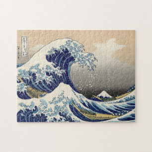Quebra-cabeça Pintor ukiyo e japonês de onda azul