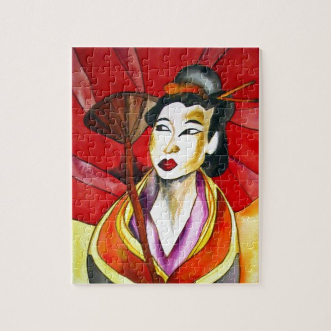 Quebra-cabeça Pintura a aquarela original em Geisha (Vertical)