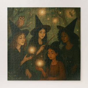 Quebra-cabeça Pintura a óleo de bruxas no bosque