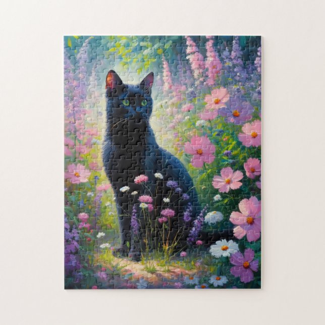 Quebra-cabeça Pintura a óleo de gata e Primavera (Vertical)
