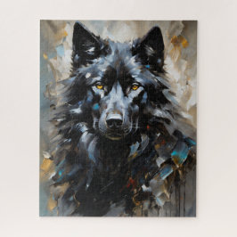 Quebra-cabeça Pintura a óleo de lobo negro