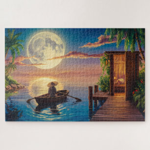 Quebra-cabeça Pintura a óleo de paraíso tropical