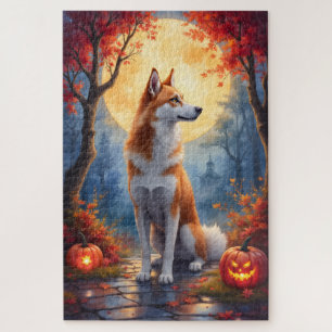 Quebra-cabeça Pintura a Óleo do Luar da Lua no Akita Gótico de H