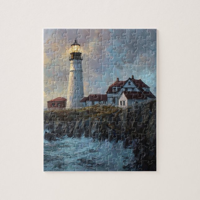 Quebra-cabeça Pintura a Óleo Texturizada de Farol (Vertical)