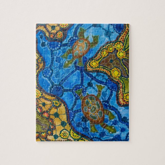 Quebra-cabeça Pintura aborígene das tartarugas (Vertical)