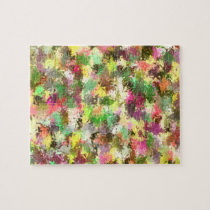 Quebra-cabeça Pintura Abstrata de Folhas com Salpicos de Outono