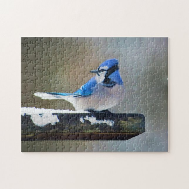 Quebra-cabeça Pintura Blue Jay - Arte Original para Pássaros (Horizontal)