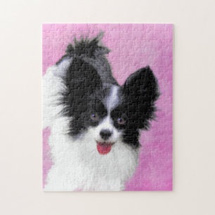 Quebra-cabeça Pintura (branca e preta) de Papillon - arte do cã