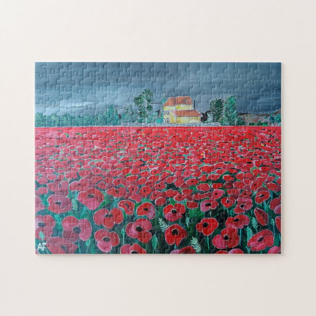 Quebra-cabeça Pintura Campo de Amapolas de Alfred Fox (Horizontal)
