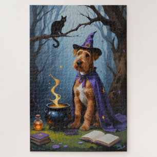 Quebra-cabeça Pintura Caprichosa de Halloween de Cão Airedale