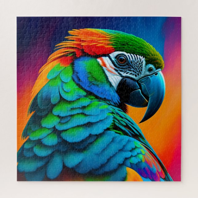 Quebra-cabeça Pintura Colorida de Pássaro de Macaw (Vertical)