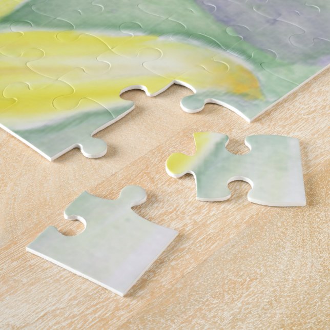 Quebra-cabeça Pintura com lírio amarelo no acrílico (Lateral)