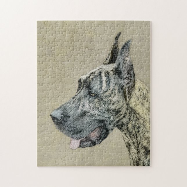Quebra-cabeça Pintura com o Grande Dane (Brindle) - Arte Canina  (Vertical)
