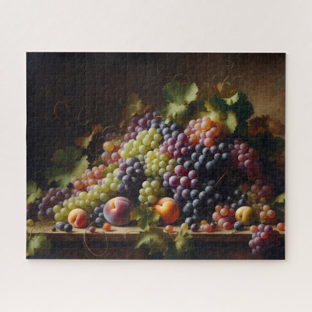Quebra-cabeça Pintura com vida estática de Frutas e uvas (Horizontal)