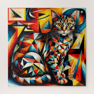 Quebra-cabeça Pintura Cubista Abstrata de Gato