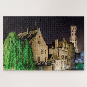 Quebra-cabeça Pintura da cidade antiga de Bruges e da torre de B