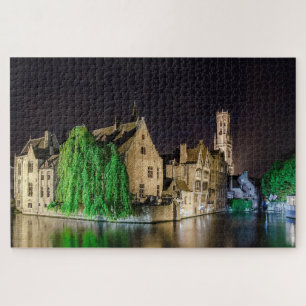 Quebra-cabeça Pintura da cidade antiga de Bruges e da torre de B