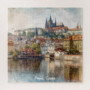 Quebra-cabeça Pintura da Cidade Vintage Praga República Checa