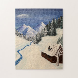 Quebra-cabeça Pintura da Floresta Montanha