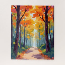 Quebra-cabeça Pintura da Folhagem de Outono do Caminho de Outono