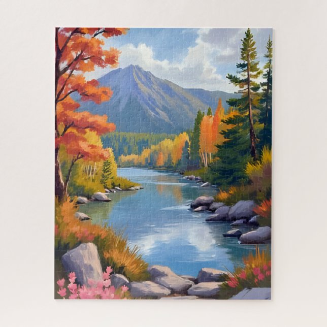Quebra-cabeça Pintura da paisagem do outono da Nova Inglaterra (Vertical)