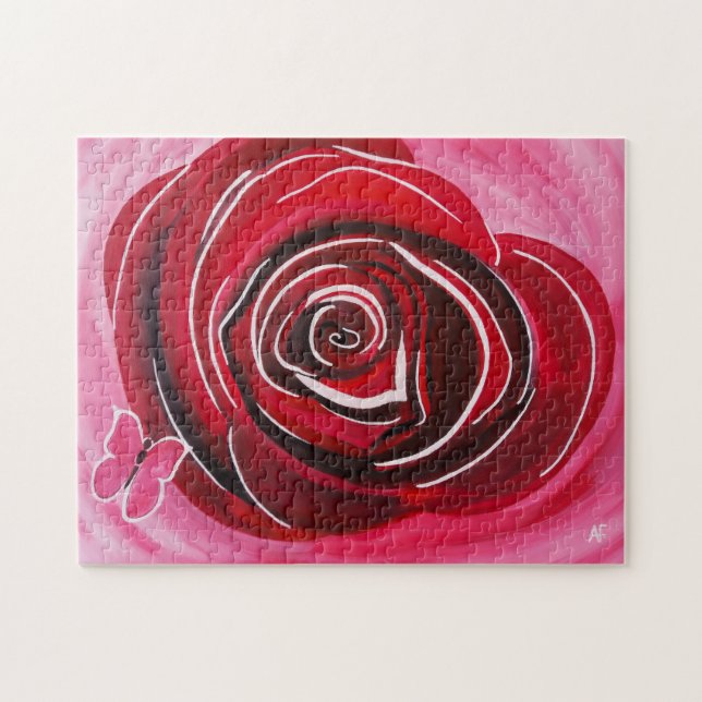 Quebra-cabeça Pintura da Rosa Borboleta por Alfred Fox (Horizontal)
