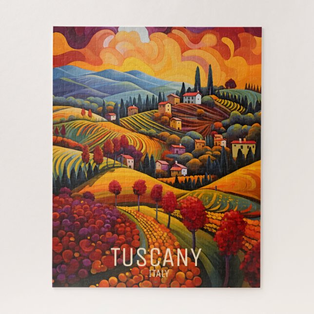 Quebra-cabeça Pintura da Toscana no outono | Itália Viagem Art (Vertical)