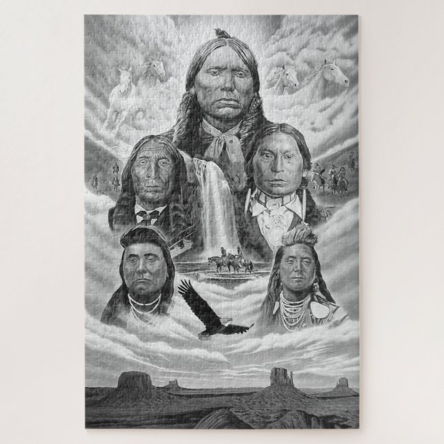 Quebra-cabeça Pintura de Americanos nativos Famosos de Chefes In (Vertical)