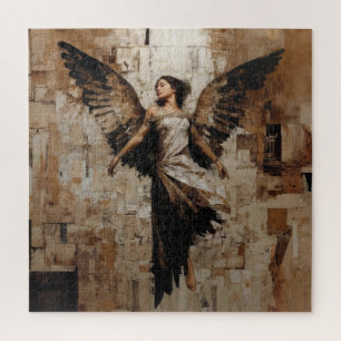Quebra-cabeça Pintura de Anjo Alado Etéreo em Tons Terrosos
