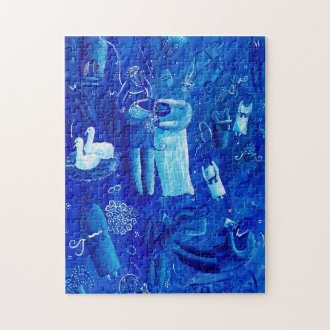 Quebra-cabeça Pintura de Arte Contemporânea Casamento Azul (Vertical)