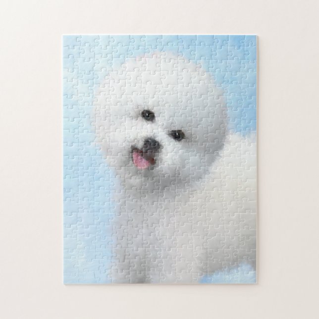 Quebra-cabeça Pintura de Bichon Frise - Arte de Cachorro Origina (Vertical)