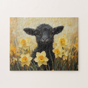 Quebra-cabeça Pintura de borrego preto e nariz amarelo