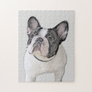 Quebra-cabeça Pintura de Bulldog Francês (Brindle Pied) - Arte 