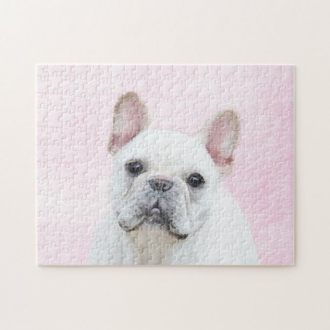 Quebra-cabeça Pintura de Bulldog Francês (Creme/Branco) - Arte C (Horizontal)